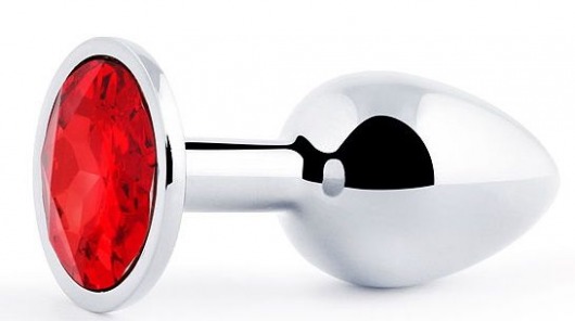 Серебристая анальная пробка с красным стразом - 7,2 см. - Anal Jewelry Plug - купить с доставкой в Сочи