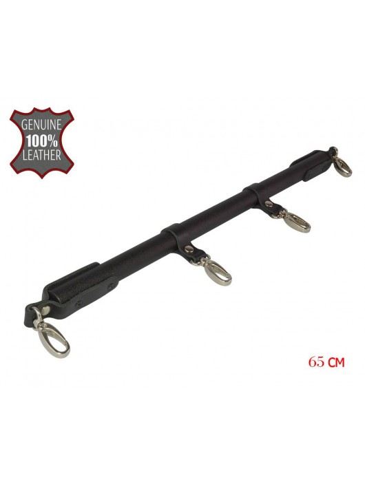 Черная металлическая распорка с кожаными ремешками и карабинами - 65 см. - Sitabella - купить с доставкой в Сочи