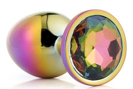 Голографическая анальная втулка с радужным кристаллом - 7,1 см. - Dream Toys - купить с доставкой в Сочи