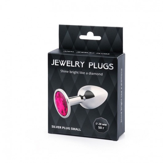Серебристая анальная пробка с малиновым кристаллом - 7,2 см. - Anal Jewelry Plug - купить с доставкой в Сочи