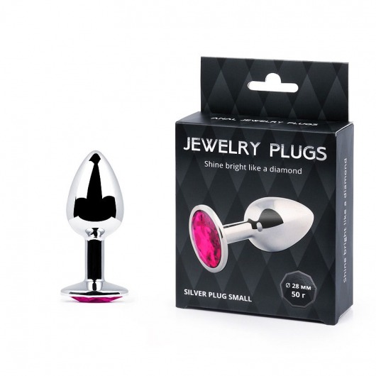 Серебристая анальная пробка с малиновым кристаллом - 7,2 см. - Anal Jewelry Plug - купить с доставкой в Сочи