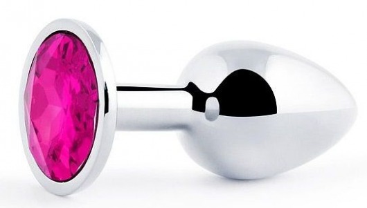 Серебристая анальная пробка с малиновым кристаллом - 7,2 см. - Anal Jewelry Plug - купить с доставкой в Сочи