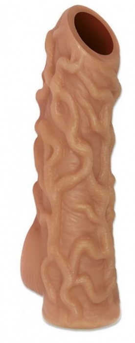 Телесная насадка с венками и открытой головкой Nude Sleeve L - 14 см. - KOKOS - в Сочи купить с доставкой