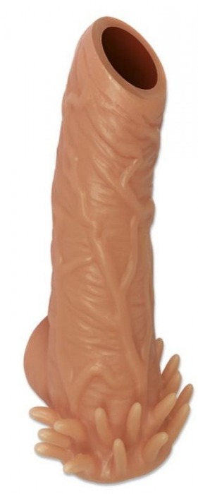 Телесная насадка с усиками и открытой головкой Nude Sleeve M - 12 см. - KOKOS - в Сочи купить с доставкой