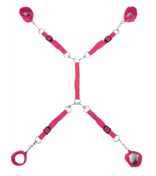Ярко-розовый набор фиксаций на кровати Classic Bed Spreader - Lux Fetish - купить с доставкой в Сочи