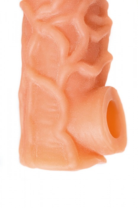 Телесная закрытая насадка с венками Cock Sleeve Size S - 13,8 см. - KOKOS - в Сочи купить с доставкой