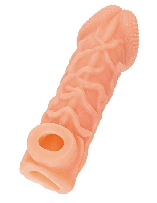 Телесная закрытая насадка с венками Cock Sleeve Size S - 13,8 см. - KOKOS - в Сочи купить с доставкой