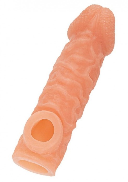 Телесная закрытая насадка с шершавой головкой Cock Sleeve Size L - 17,6 см. - KOKOS - в Сочи купить с доставкой