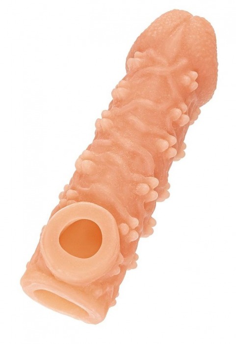Телесная закрытая насадка с пучками шишечек Cock Sleeve Size L - 17,6 см. - KOKOS - в Сочи купить с доставкой