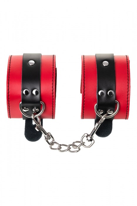 Красно-черные оковы на ноги из кожи - ToyFa - купить с доставкой в Сочи