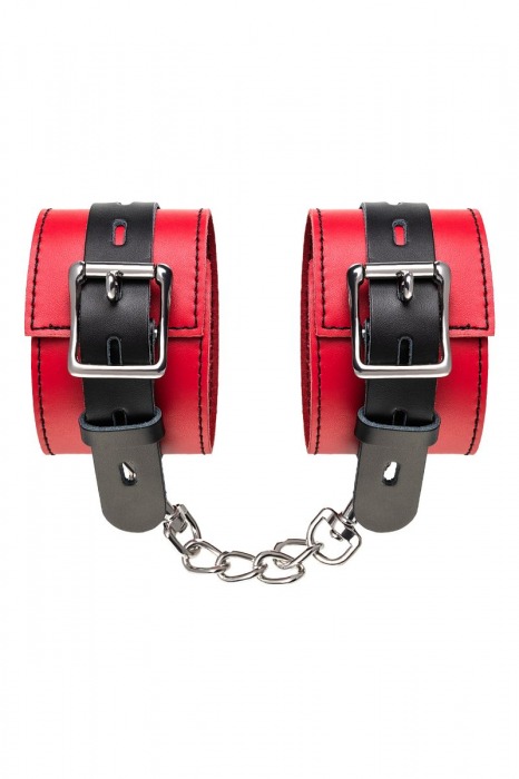 Красно-черные оковы на ноги из кожи - ToyFa - купить с доставкой в Сочи
