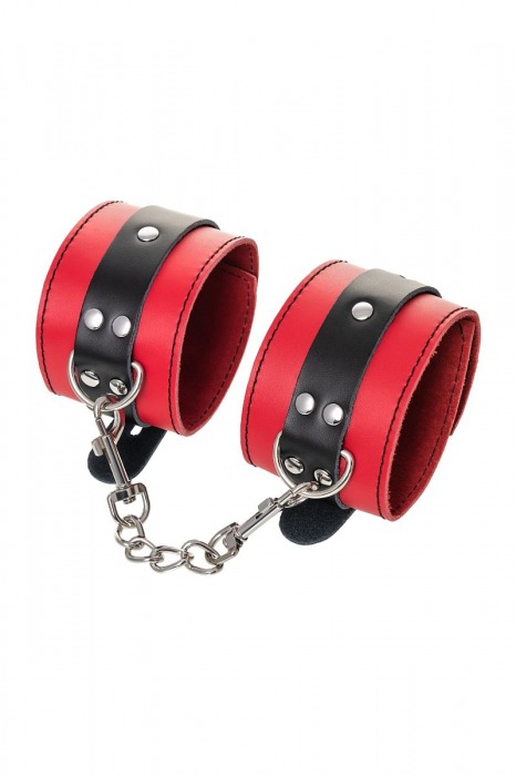 Красно-черные оковы на ноги из кожи - ToyFa - купить с доставкой в Сочи