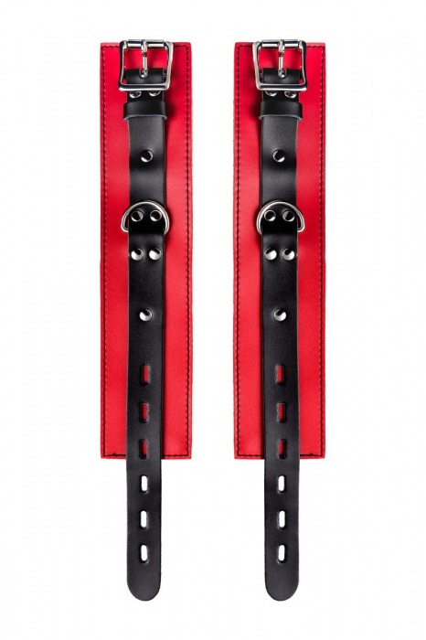 Красно-черные оковы на ноги из кожи - ToyFa - купить с доставкой в Сочи