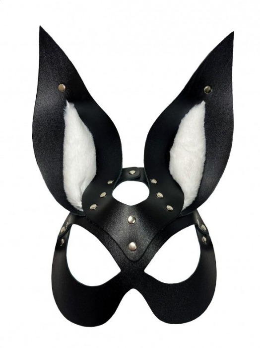 Черная маска зайки с белым мехом на ушках Miss Bunny - БДСМ Арсенал - купить с доставкой в Сочи