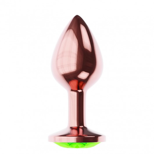 Пробка цвета розового золота с лаймовым кристаллом Diamond Emerald Shine S - 7,2 см. - Lola Games - купить с доставкой в Сочи