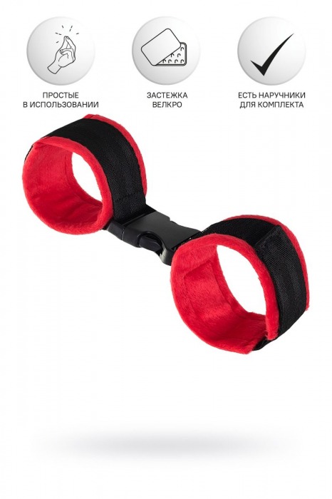 Красно-черные велюровые оковы Anonymo - ToyFa - купить с доставкой в Сочи