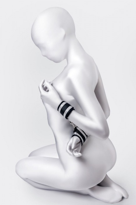 Серебристо-черные наручники Anonymo - ToyFa - купить с доставкой в Сочи