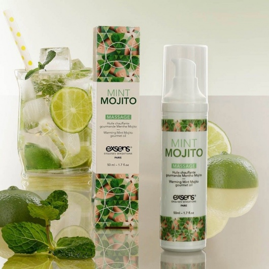 Разогревающее массажное масло с ароматом мохито Gourmet Mint Mojito - 50 мл. - Exsens - купить с доставкой в Сочи