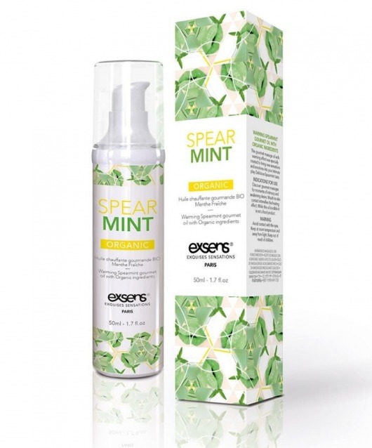Разогревающее массажное масло Gourmet Spearmint Organic с органическими ингредиентами - 50 мл. - Exsens - купить с доставкой в Сочи