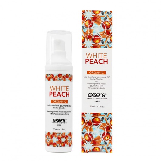Разогревающее массажное масло Gourmet White Peach Organic с органическими ингредиентами - 50 мл. - Exsens - купить с доставкой в Сочи