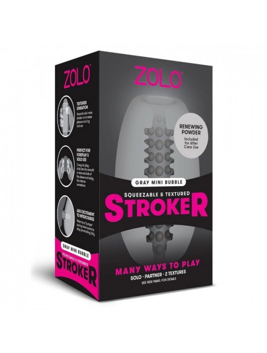 Серый двусторонний мастурбатор MINI BUBBLE - Zolo - в Сочи купить с доставкой