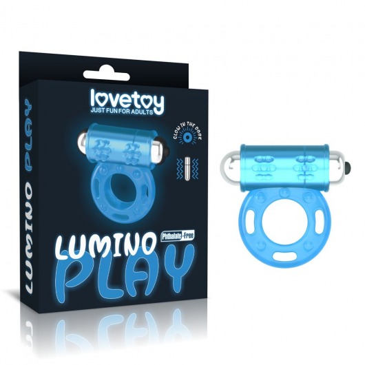 Голубое, светящееся в темноте эрекционное виброкольцо Lumino Play Vibrating Penis Ring - Lovetoy - в Сочи купить с доставкой