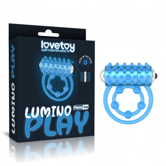 Голубое, светящееся в темноте виброкольцо Lumino Play Vibrating Penis Ring - Lovetoy - в Сочи купить с доставкой
