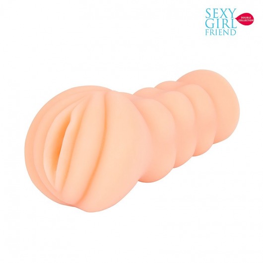 Телесный мастурбатор-вагина с комплектом эрекционных колец - Bior toys - в Сочи купить с доставкой