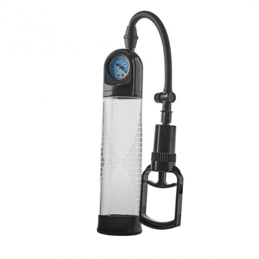 Прозрачная вакуумная помпа с манометром Deluxe Penis Pump - Dream Toys - в Сочи купить с доставкой
