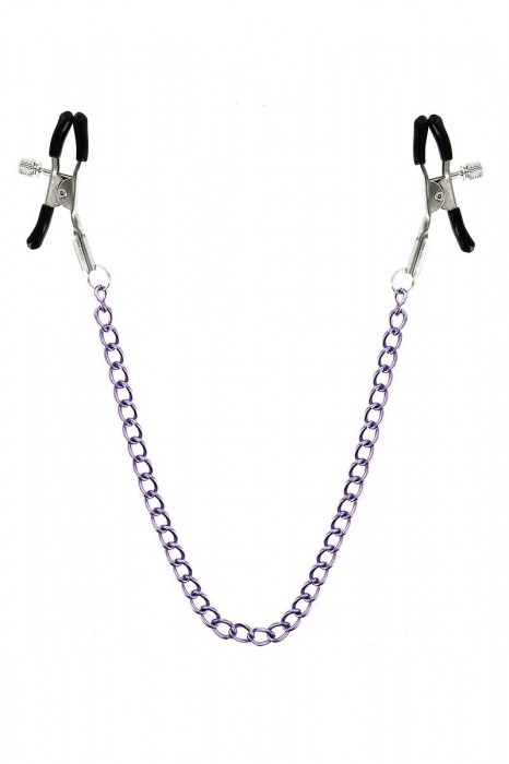 Зажимы для сосков с фиолетовой цепочкой Sweet Caress Nipple Chain - Sweet Caress - купить с доставкой в Сочи