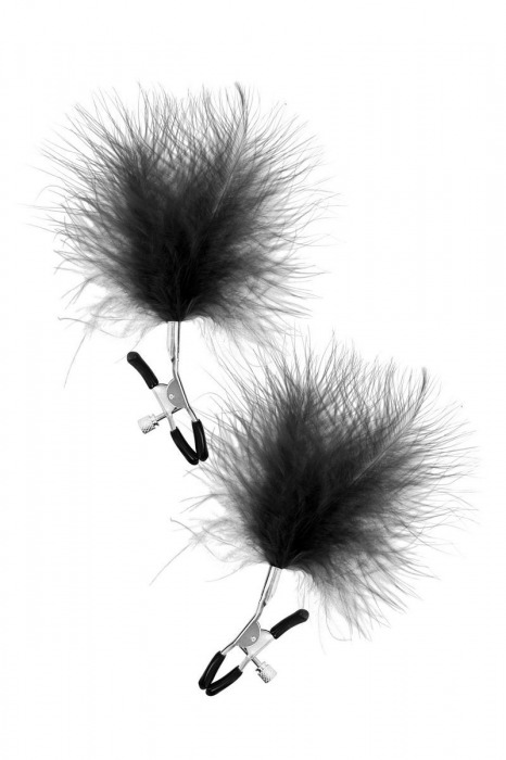 Зажимы на соски с черными пуховыми кисточками Sweet Caress Feather Nipple Clumps - Sweet Caress - купить с доставкой в Сочи