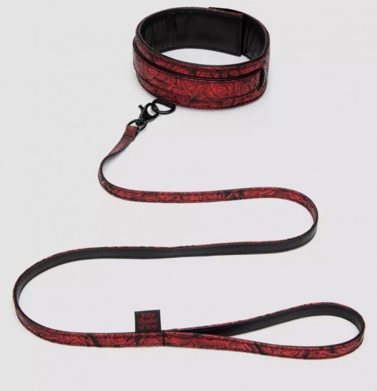 Стильный ошейник с поводком Reversible Faux Leather Collar and Lead - Fifty Shades of Grey - купить с доставкой в Сочи