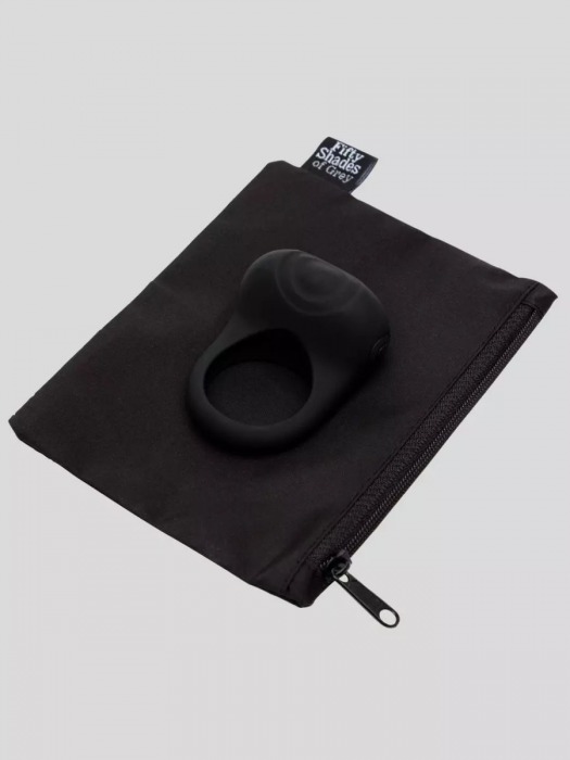 Черное эрекционное виброкольцо Sensation Rechargeable Vibrating Love Ring - Fifty Shades of Grey - в Сочи купить с доставкой