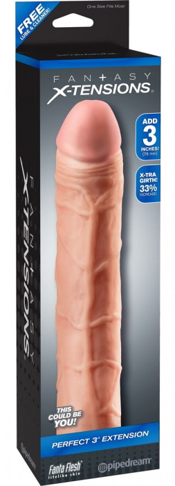 Телесная удлиняющая насадка Perfect 3 Extension - 22 см. - Pipedream - в Сочи купить с доставкой