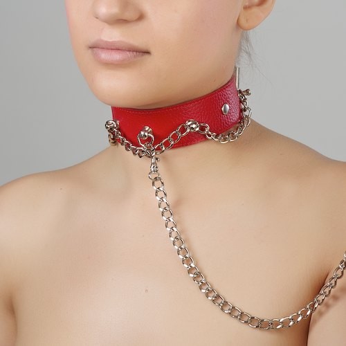Красный ошейник из натуральной кожи - Sitabella - купить с доставкой в Сочи