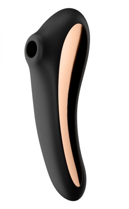 Черный вибромассажер Dual Kiss с вакуумной стимуляцией - Satisfyer