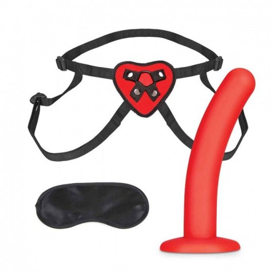 Красный поясной фаллоимитатор Red Heart Strap on Harness   5in Dildo Set - 12,25 см. - Lux Fetish - купить с доставкой в Сочи