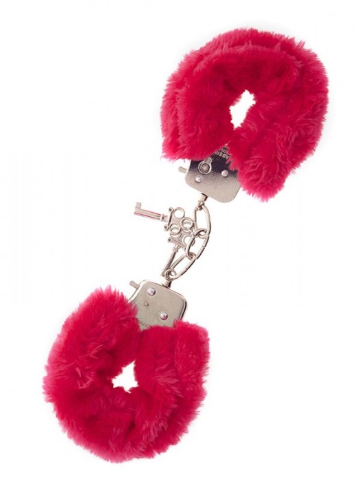 Металлические наручники с красной меховой опушкой METAL HANDCUFF WITH PLUSH RED - Dream Toys - купить с доставкой в Сочи