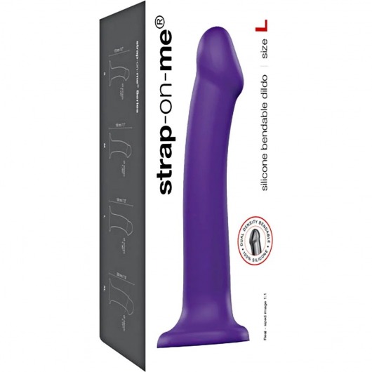 Фиолетовый фаллоимитатор-насадка Strap-On-Me Dildo Dual Density size L - 19 см. - Strap-on-me - купить с доставкой в Сочи