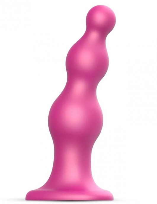 Розовая насадка Strap-On-Me Dildo Plug Beads size S - Strap-on-me - купить с доставкой в Сочи