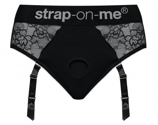 Черные трусики для насадок Diva Lingerie Harness - size L - Strap-on-me - купить с доставкой в Сочи
