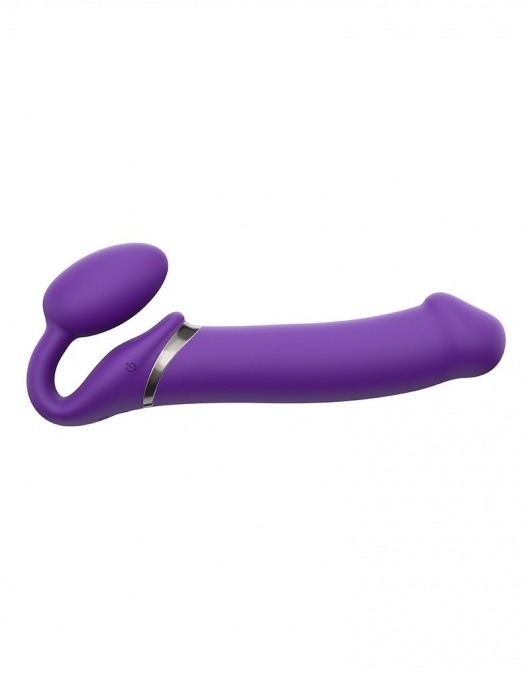 Фиолетовый безремневой вибрострапон Silicone Bendable Strap-On - size XL - Strap-on-me - купить с доставкой в Сочи