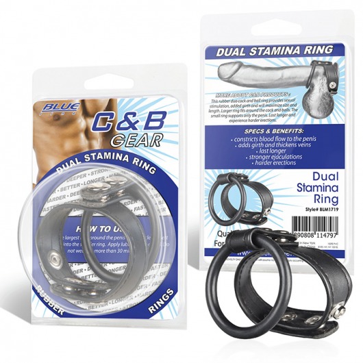Двойное кольцо выносливости на пенис DUAL STAMINA RING - BlueLine - в Сочи купить с доставкой