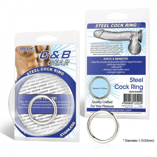 Стальное эрекционное кольцо STEEL COCK RING - 3.5 см. - BlueLine - в Сочи купить с доставкой