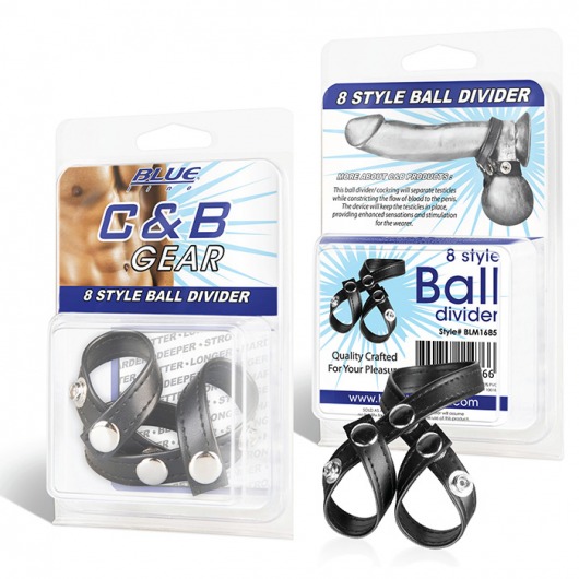 Разделитель мошонки из искусственной кожи на клепках 8 STYLE BALL DIVIDER - BlueLine - купить с доставкой в Сочи