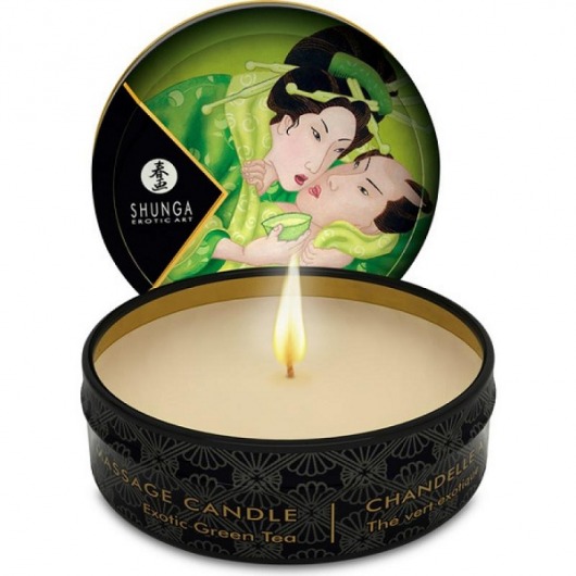 Массажная свеча Exotic Green Tea с ароматом зелёного чая - 30 мл. - Shunga - купить с доставкой в Сочи