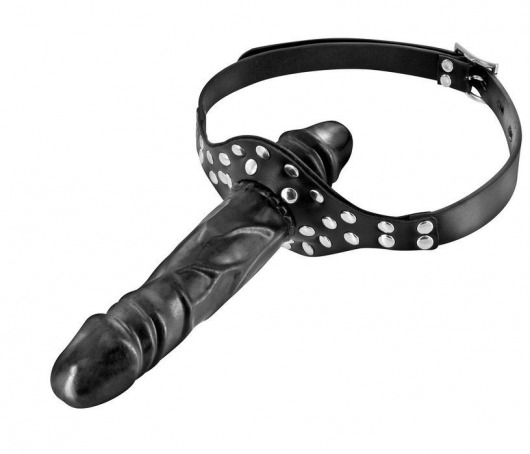 Черный кляп-фаллоимитатор Double Penis Gag - Fetish Tentation - купить с доставкой в Сочи