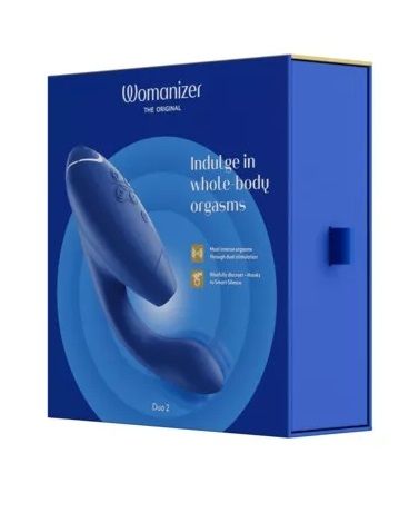 Синий вибратор Womanizer Duo 2 с бесконтактной клиторальной стимуляцией - Womanizer