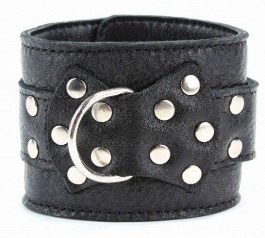 Чёрные наручники  из кожи с пряжкой - БДСМ Арсенал - купить с доставкой в Сочи