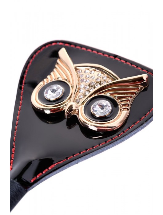 Чёрный стек с совой на кожаном наконечнике - 24 см. - ToyFa - купить с доставкой в Сочи